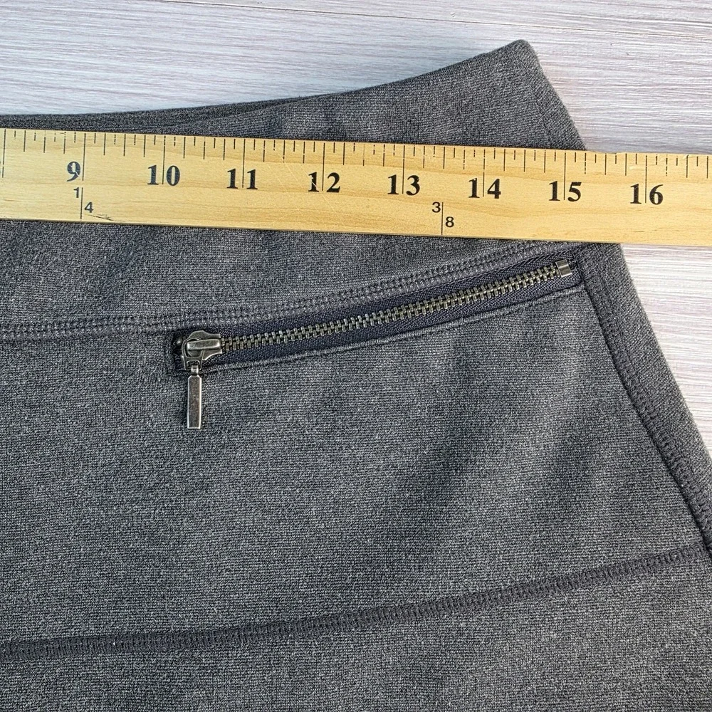 Athleta Elastic Waist Pull On Skirt Gray A Line Zippered Pockets-Sz Small Preppy